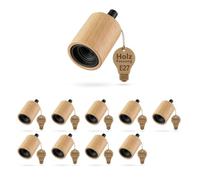 ledscom.de 10 portalámparas E27 KIVO de madera auténtica, con alivio de tensión, portalámparas para lámparas colgantes de bricolaje, 230 V CA, máx. 60 W