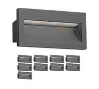 ledscom.de 10x Aplique empotrable LED NOLA, downlight para exteriores, IP54, antracita mate, 140 x 70mm, blanco frío