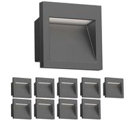 ledscom.de 10x Aplique empotrable LED NOLA, downlight para exteriores, IP54, antracita mate, 90 x 90mm, blanco cálido
