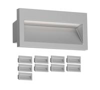 ledscom.de 10x Aplique empotrable LED NOLA, downlight para exteriores, IP54, gris mate, 140 x 70mm, blanco cálido