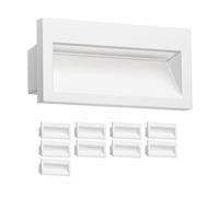 ledscom.de 10x Aplique empotrable LED NOLA, downlight para exteriores, IP54 mate, 140 x 70mm, blanco cálido