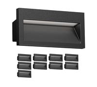 ledscom.de 10x Aplique empotrable LED NOLA, downlight para exteriores, IP54, negro mate, 140 x 70mm, blanco cálido