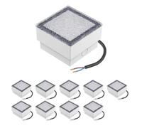 ledscom.de 10x LED luz empotrada en el suelo de adoquines CUS para exteriores, IP67, angular, 10 x 10cm, blanco cálido