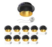 ledscom.de 10x Marco empotrable en techo KRON, redondo, negro/oro mate (GU10/MR16/GU5.3/50mm) in asquillo GU10