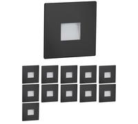 ledscom.de: 12 luces LED para escaleras/focos empotrables para pared, aptos para interior y exterior, tipo downlight, cuadrados, color , 85 x 85 mm, luz blanca cálida