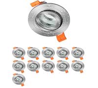 ledscom.de 12 marcos empotrables para techo de baño ERID, para ambientes húmedos, baño, IP44, redondos, orientables, aluminio mate