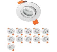 ledscom.de 12 marcos empotrables para techo de baño ERID, para ambientes húmedos, baño, IP44, redondos, orientables, blanco mate