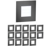 ledscom.de 15 LED aplique de escalera/plafón empotrable FEX para interior y exterior, angular, antracita, 85 x 85mm, blanco frío