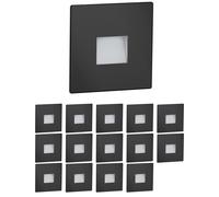 ledscom.de: 15 luces LED para escaleras/focos empotrables para pared, aptos para interior y exterior, tipo downlight, cuadrados, color , 85 x 85 mm, luz blanca fría