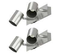ledscom.de, 2 apliques de pared WAIKA, de 2 luces, con interruptor, acero inoxidable cepillado, diseño rectangular, 2 bombillas GU10, máximo 60W – Tamaño: 2 unidades (paquete de 1)