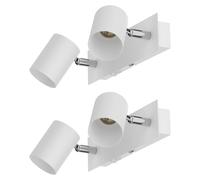 ledscom.de: 2 apliques de pared WAIKA, de 2 luces, con interruptor, color blanco mate, diseño rectangular, 2 x GU10, máximo 60W
