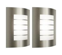 ledscom.de 2 apliques de pared ZYNO para exterior, IP44, acero inoxidable, acero inoxidable mate, forma cuadrada, 1 portalámparas E27 de máx. 40 W