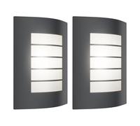 ledscom.de 2 apliques de pared ZYNO para exterior, IP44, acero inoxidable, antracita mate, forma cuadrada, 1 portalámparas E27 de máx. 40 W