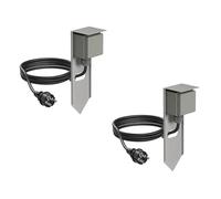 ledscom.de 2 columnas de enchufes para jardín PIWI con estaca para Clavar en el Suelo, Cable de 5 m, IP44, 1 Toma