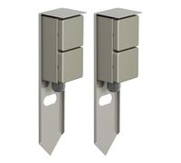 ledscom.de 2 columnas de enchufes para jardín PIWI con estaca para Exterior, IP44, Doble, Acero Inoxidable, cuadradas, 30 cm