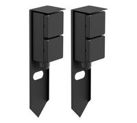 ledscom.de - 2 unidades de columna de enchufe para jardín PIWI, con estaca para clavarse en el suelo, para uso exterior, IP44, doble enchufe, acero inoxidable, color , forma rectangular, 30 cm – / 2 e