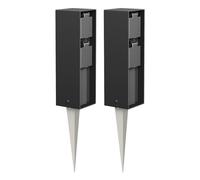 ledscom.de 2 columnas de enchufes para jardín POKU con estaca para Exterior, IP44, Doble, Negras, cuadradas, 23 cm