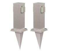 ledscom.de 2 columnas de enchufes para jardín «Polly» con estaca para el Suelo, para Exterior, IP44, 2 Tomas, Acero Inoxidable, cuadradas, 27 cm