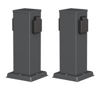 ledscom.de 2 columnas de enchufes para jardín Polly para Exterior, IP44, de 2 Tomas, Acero Inoxidable, Antracita, cuadradas, 27 cm