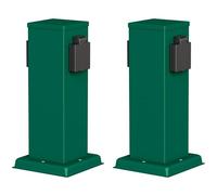 ledscom.de 2 columnas de enchufes para jardín Polly para Exterior, IP44, de 2 Tomas, Acero Inoxidable, Verde, cuadradas, 27 cm