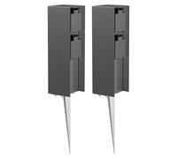 ledscom.de: 2 columnas de enchufes para jardín POMI, con estaca para clavarse en el suelo, para uso exterior, IP44, de doble enchufe, color antracita, diseño rectangular, 23 cm – Color antracita / 2 e