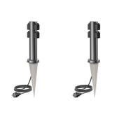 ledscom.de 2 columnas de enchufes para jardín PORU con estaca y Cable de 2 m para Exterior, 4 Tomas, Acero Inoxidable, Antracita, Redondas, 38 cm
