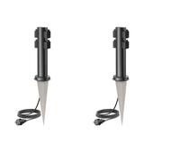 ledscom.de 2 columnas de enchufes para jardín PORU con estaca y Cable de 5 m para Exteriores, 4 Tomas, Acero Inoxidable, Negro, Redondas, 38 cm