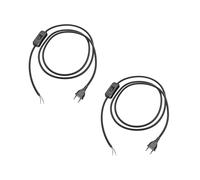 ledscom.de 2 enchufes europeos tipo C con cable textil, interruptor, 2 m, negro, 2 x 0,75 mm²