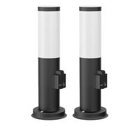 ledscom.de 2 farolas de camino/balizas PORU para exterior, IP44, 39 cm, negro, 1 casquillo E27 de máx. 40 W, toma de corriente
