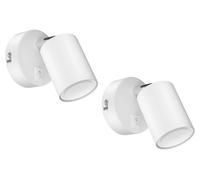 ledscom.de, 2 focos de pared WAIKA, de un solo foco, con interruptor, casquillo GU10, color blanco mate, incluye bombilla LED GU10 de 630 lúmenes, luz blanca cálida
