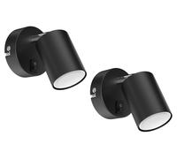 ledscom.de, 2 focos de pared WAIKA, de un solo foco, con interruptor, casquillo GU10, color mate, incluye bombilla LED GU10 de 630 lúmenes, color blanco