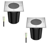 ledscom.de: 2 focos empotrables para suelo, modelo RELI, para uso exterior, IP67, acero inoxidable, forma rectangular, 11 x 11 cm, 1 portalámparas GU10, máximo 15W – Cantidad: 2 unidades (envase de 1)