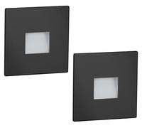 ledscom.de: 2 focos LED para escaleras/empotrados en pared, aptos para interior y exterior, tipo downlight, cuadrados, color , 85 x 85 mm, luz blanca cálida