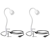 ledscom.de: 2 lámparas de clip, cuello de cisne KLUK, interruptor, blanco mate, 1x GU10 máx. 60W – Blanco / Sin bombilla, tamaño 2 unidades (paquete de 1)