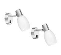 ledscom.de 2 lámparas de lectura/apliques LUPI, interruptor, acero inoxidable mate, 1 casquillo E14 de máx. 25 W