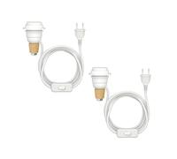 ledscom.de: 2 lámparas de mesa FLAKO de corcho con interruptor y cable textil, blancas, 1 casquillo E27 de máx. 60 W, sin botella ni bombilla