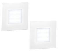 ledscom.de: 2 luces LED para escaleras/focos empotrables para pared, modelo FEX, para interior y exterior, de forma cuadrada, 85 x 85 mm, luz blanca fría