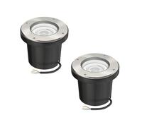 ledscom.de 2 luminarias empotradas en suelo BOFU para exterior, orientables, de acero inoxidable, redondas, IP67, 150 mm de diámetro, con lámpara LED incluida (blanca, 5,3 W, 504 lm, 44°)