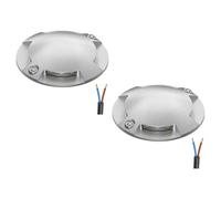 ledscom.de: 2 luminarias LED de suelo, señalización de recorrido RUNDA para exteriores, IP67, 4 luces, aluminio, redondas, 70 mm de diámetro, blanco cálido