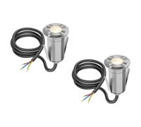 ledscom.de 2 luminarias LED empotradas en el suelo GLOX para exteriores, IP67, aluminio, redondas, 35 mm de diámetro, blanco cálido, mate