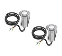 ledscom.de 2 luminarias LED empotradas en suelo GLOX para exterior, IP67, aluminio, redondas, 35 mm de diámetro, blancas, mate