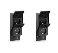 ledscom.de 2 tomas de corriente para exteriores y ambientes húmedos PIWI, montaje en superficie, IP44, doble toma Schuko, 16 A/230 V, acero inoxidable, plástico, antracita, vertical