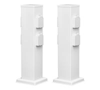 ledscom.de 2 Tomas de jardín Columna Polly para Exterior, IP44, 4 vías, Acero Inoxidable, Blanco, Cuadrada, 40 cm