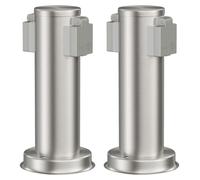 ledscom.de - 2 unidades de columna de enchufe para jardín, modelo PORU, para uso exterior, IP44, doble enchufe, acero inoxidable, acero inoxidable, forma redonda, 27 cm