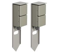 ledscom.de - 2 unidades de columna de enchufe para jardín PIWI, con estaca para clavarse en el suelo, para uso exterior, IP44, doble enchufe, acero inoxidable, acero inoxidable, rectangular, 30 cm – A