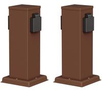 ledscom.de: 2 unidades de columna de enchufes para jardín Polly, para uso exterior, IP44, de doble enchufe, acero inoxidable, color marrón, forma rectangular, 27 cm. (Paquete de 2 unidades)