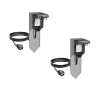 ledscom.de 2 Unidades de Columna de enchufes para jardín POXO con estaca para Clavar en el Suelo, Cable de 5 m, IP65, 1 Toma