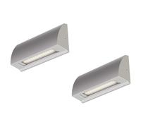 ledscom.de 2x Aplique LED/Luz de escalera SEGIN para exterior, IP54, plano, downlight, gris mate, angular, 3,8 W, 265lm, blanco cálido