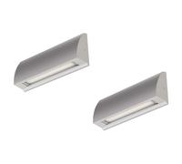 ledscom.de 2x Aplique LED/Luz de escalera SEGIN para exteriores, IP54, plano, downlight, gris mate, angular, 6,3 W, 630lm, blanco frío