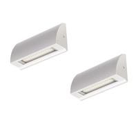 ledscom.de 2x Aplique LED/Luz de escalera SEGIN para exteriores, IP54, plano, downlight mate, angular, 3,8 W, 265lm, blanco cálido